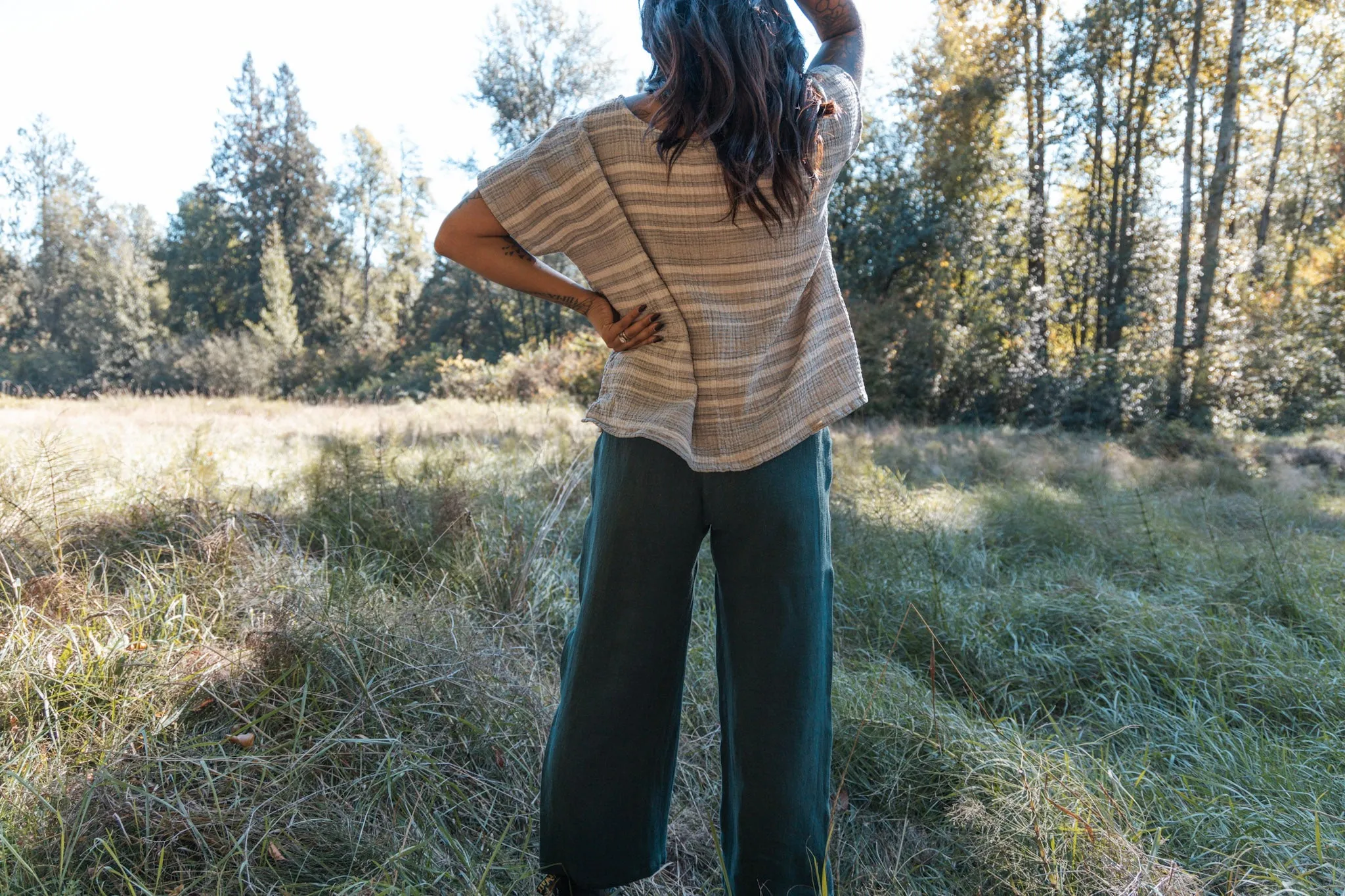 The Wanderer Wide Leg Slacks - Heavy Linen Twill
