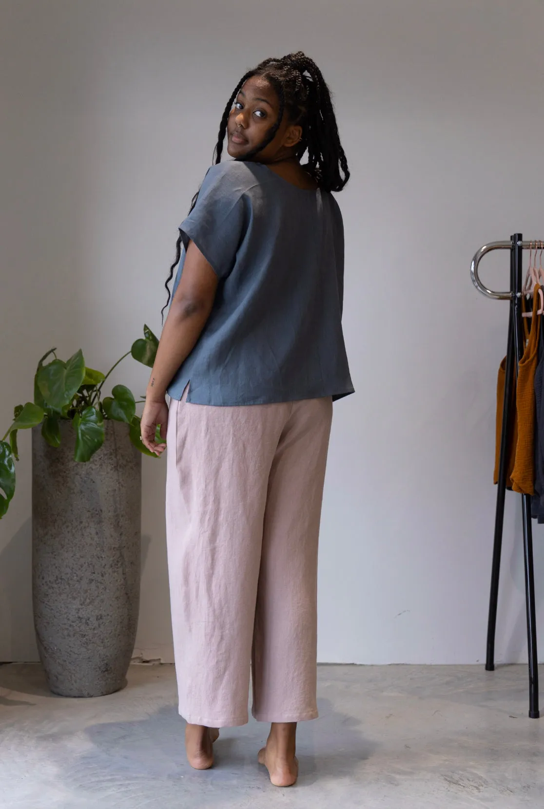 The Wanderer Wide Leg Slacks - Heavy Linen Twill