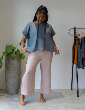 The Wanderer Wide Leg Slacks - Heavy Linen Twill