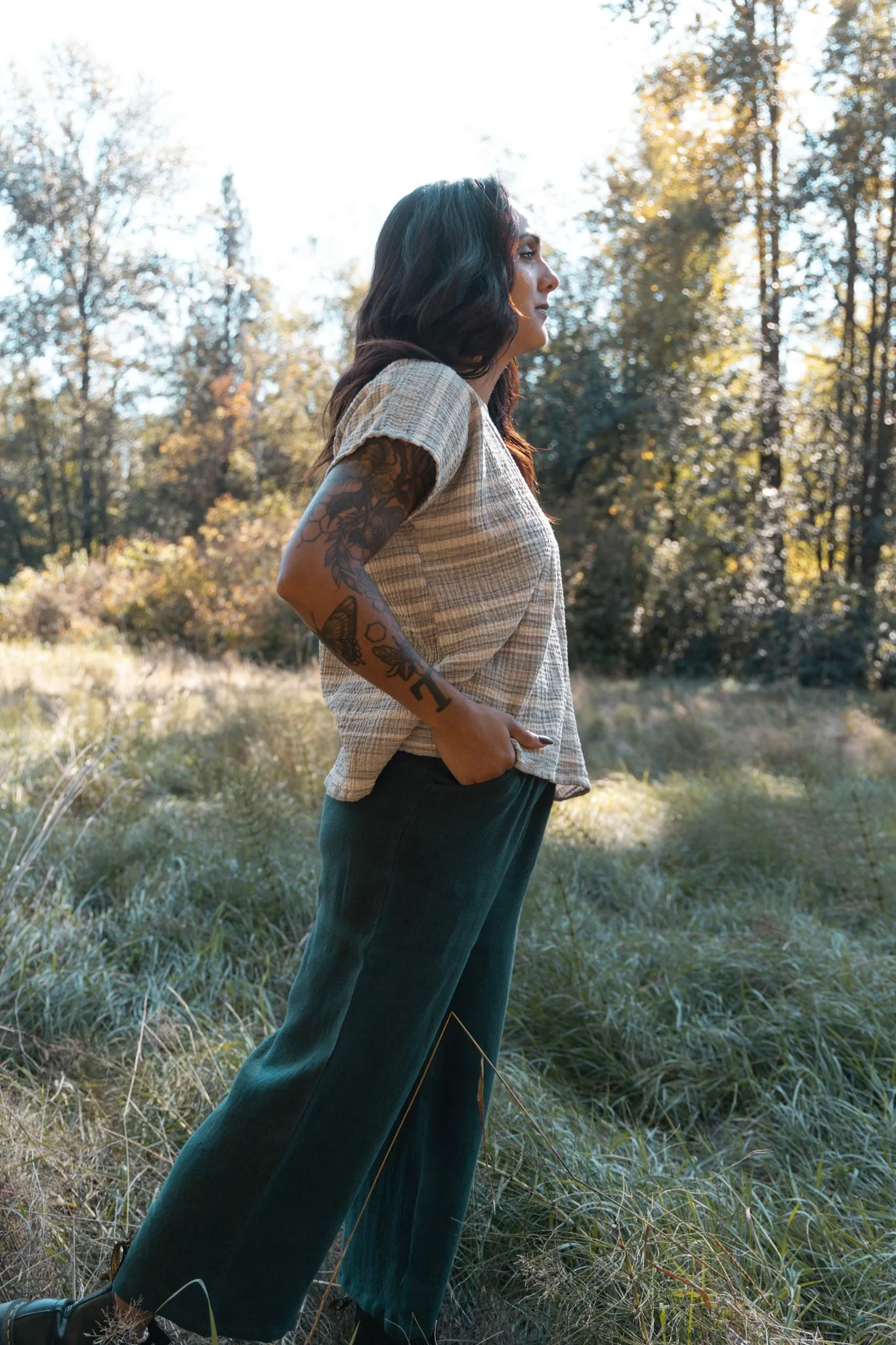 The Wanderer Wide Leg Slacks - Heavy Linen Twill
