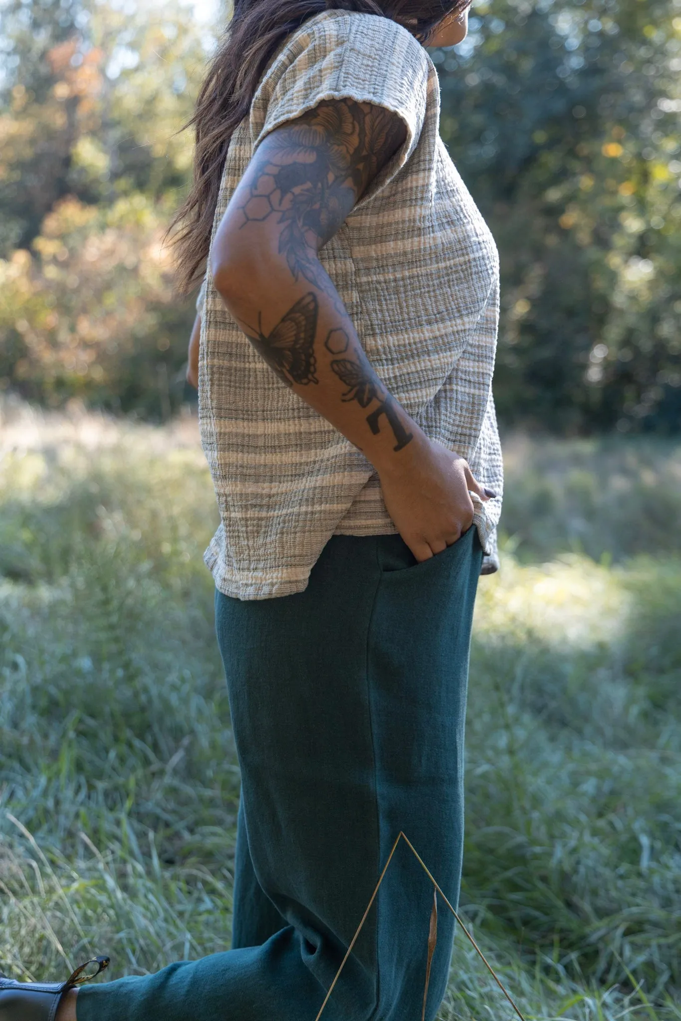 The Wanderer Wide Leg Slacks - Heavy Linen Twill