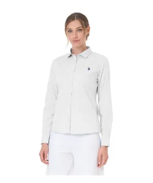 US POLO WOMEN SILK FINISHING STRETCH COTTON BLEND SHIRT