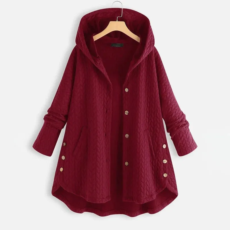 Warm Jacket with Button Closure and Hood