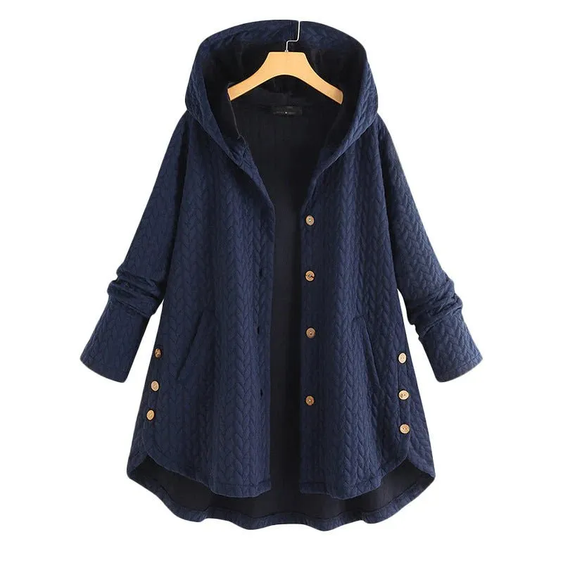 Warm Jacket with Button Closure and Hood