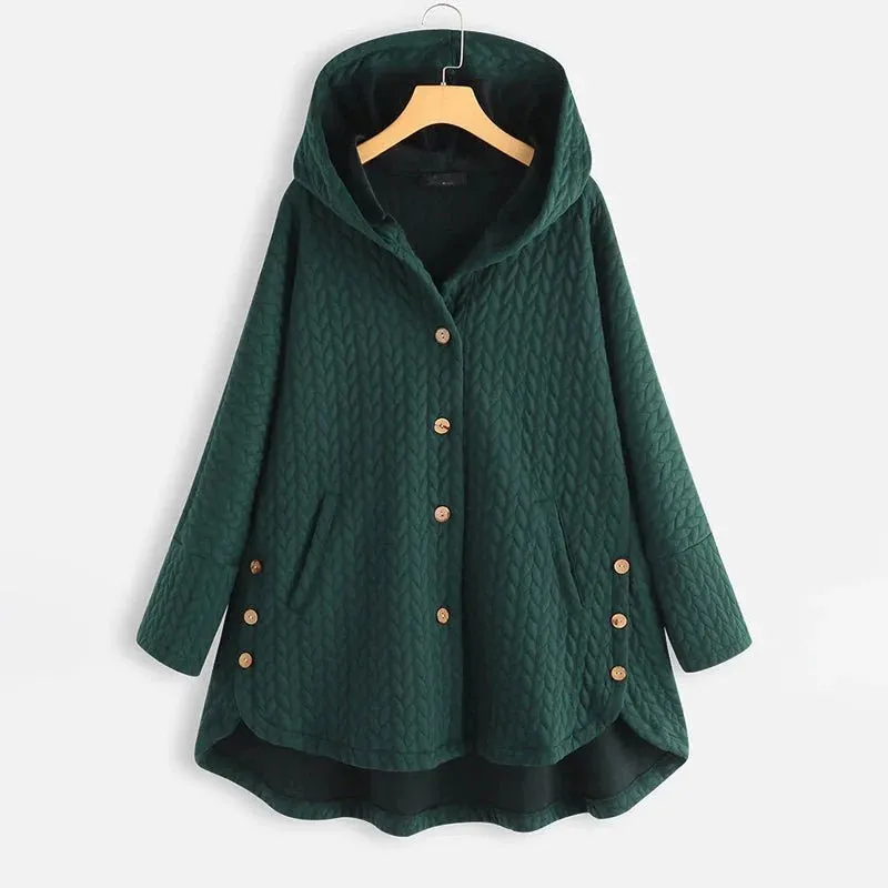 Warm Jacket with Button Closure and Hood