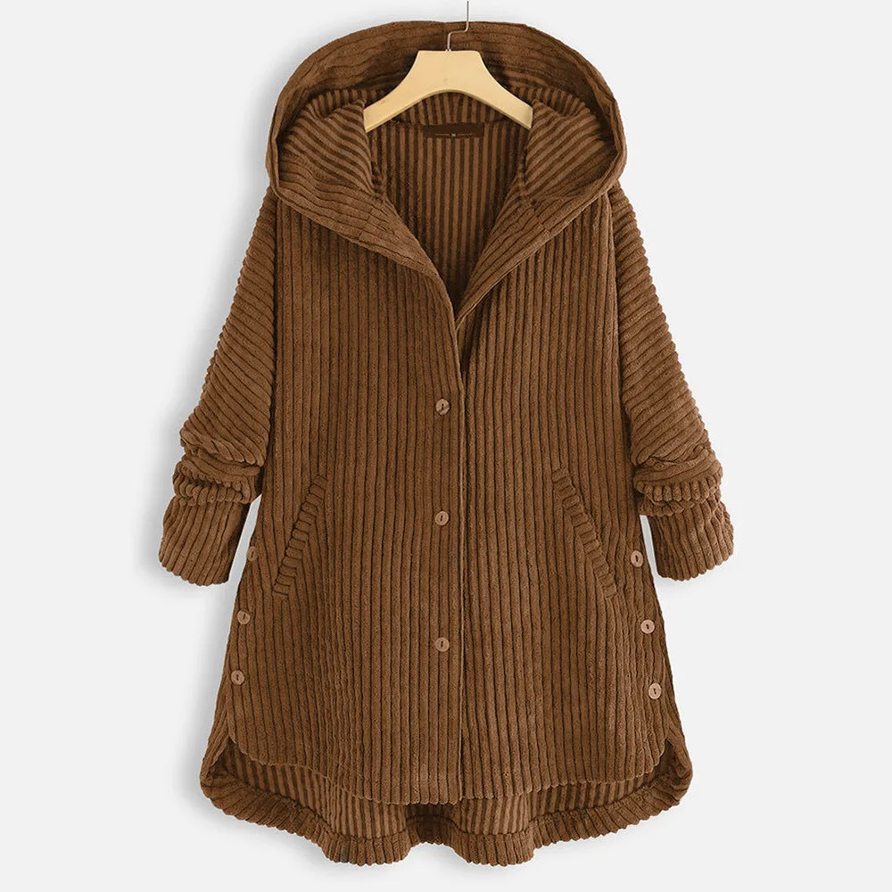 Warm Jacket with Button Closure and Hood