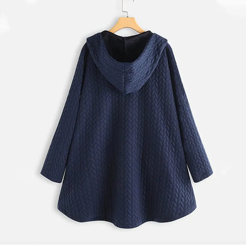 Warm Jacket with Button Closure and Hood