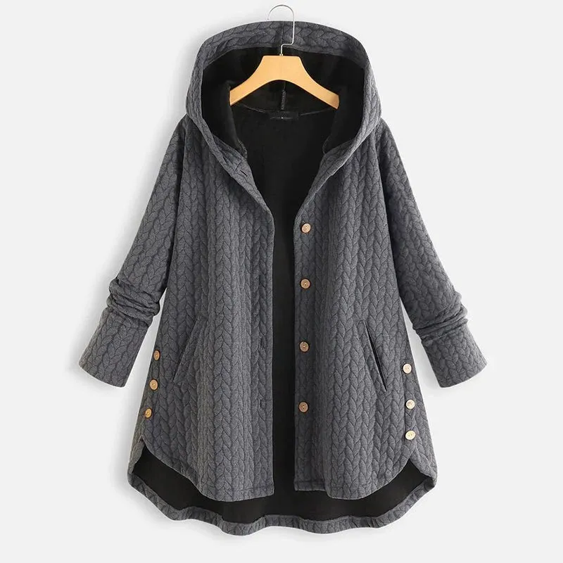 Warm Jacket with Button Closure and Hood