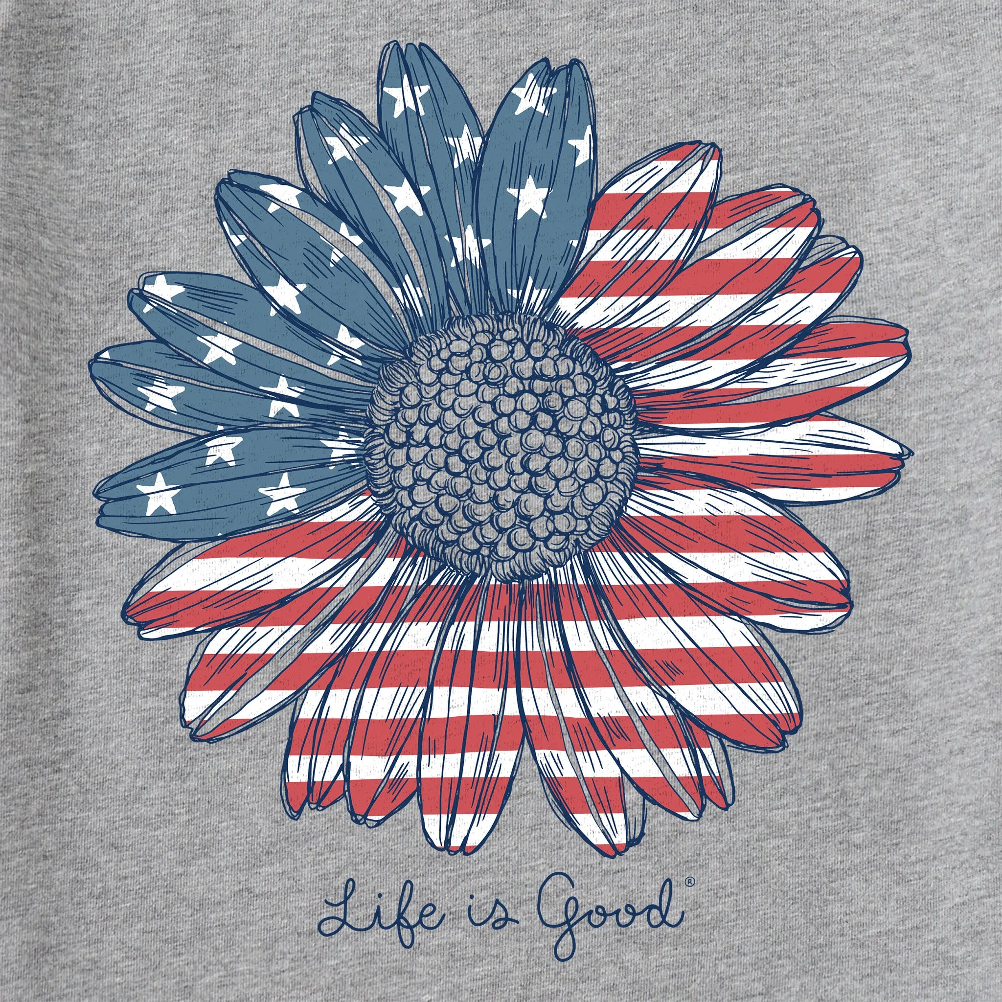 Women's American Flag Daisy Short Sleeve Crusher Tee