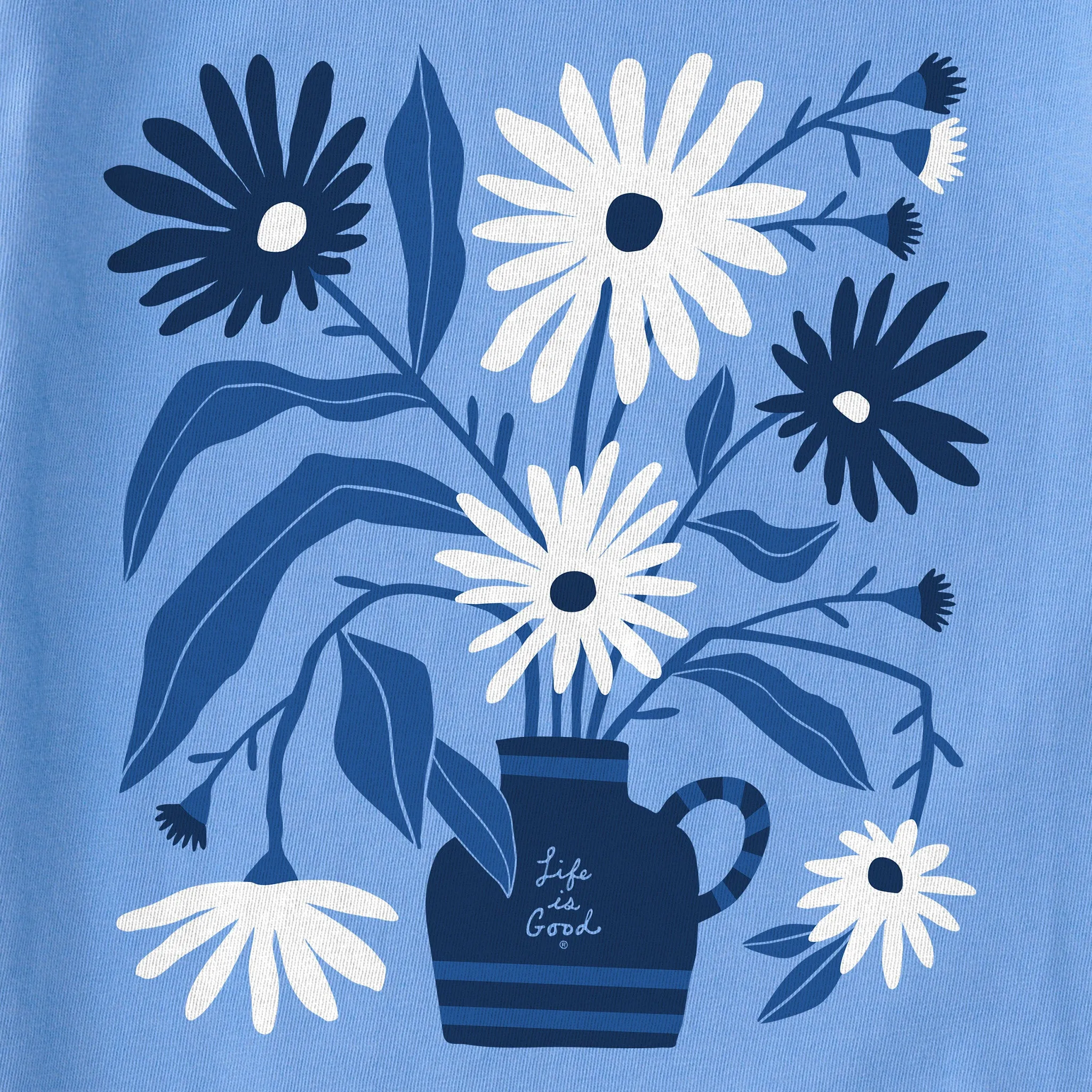 Women's Blue Daisies Short Sleeve Crusher Tee