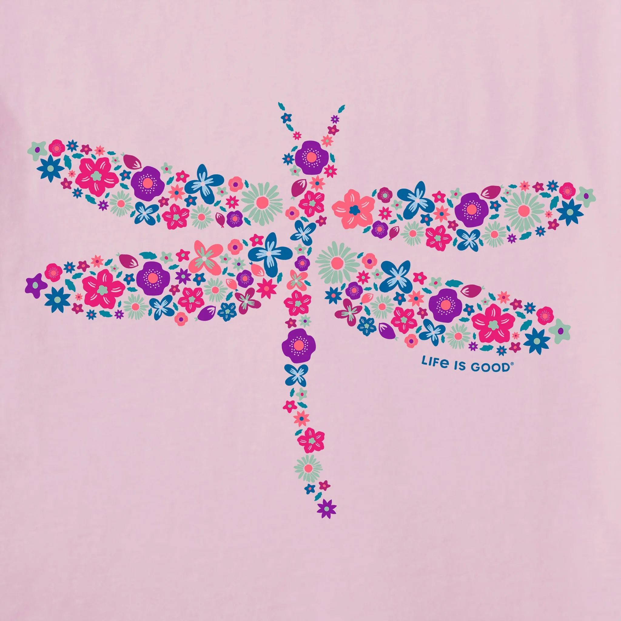 Women's Dragonfly Flowers Long Sleeve Crusher Tee