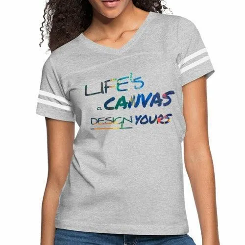 Womens Graphic Vintage Tee, Lifes a Canvas Design Yours Sport T-shirt