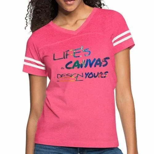 Womens Graphic Vintage Tee, Lifes a Canvas Design Yours Sport T-shirt