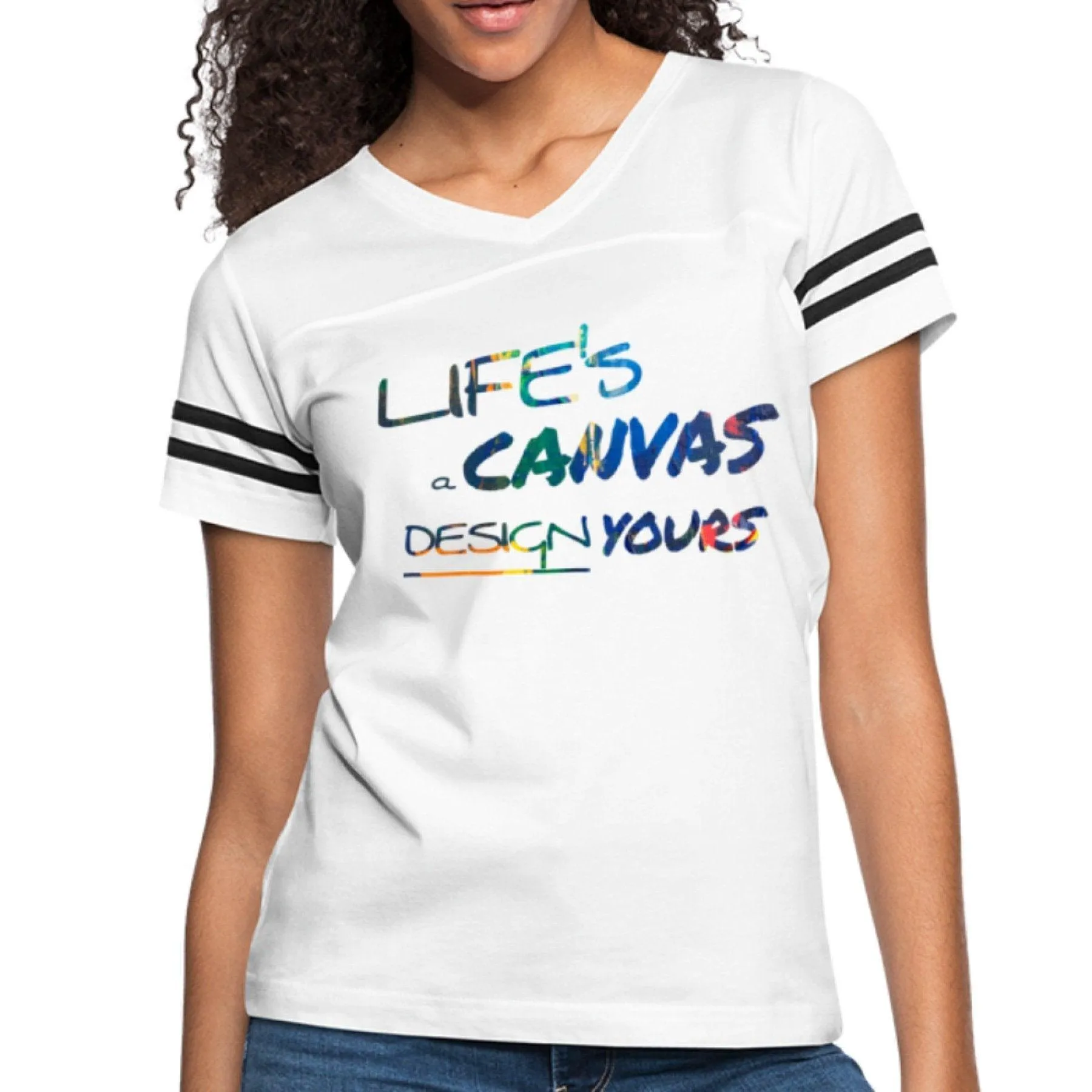 Womens Graphic Vintage Tee, Lifes a Canvas Design Yours Sport T-shirt