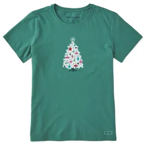 Women's Midcentury Christmas Tree Short Sleeve Crusher Tee