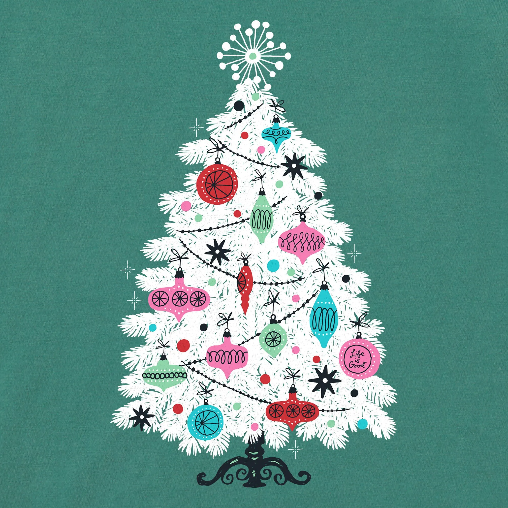 Women's Midcentury Christmas Tree Short Sleeve Crusher Tee