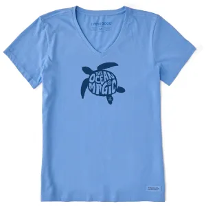 Women's Ocean is Magic Turtle Short Sleeve Vee