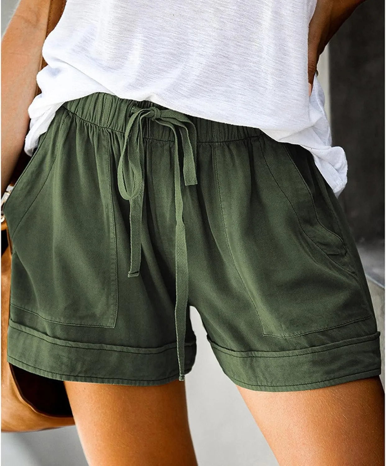 Women's Summer High Waisted Cotton Linen Palazzo Pants Wide Leg Long Ruched Workout Pant Trouser with Pocket