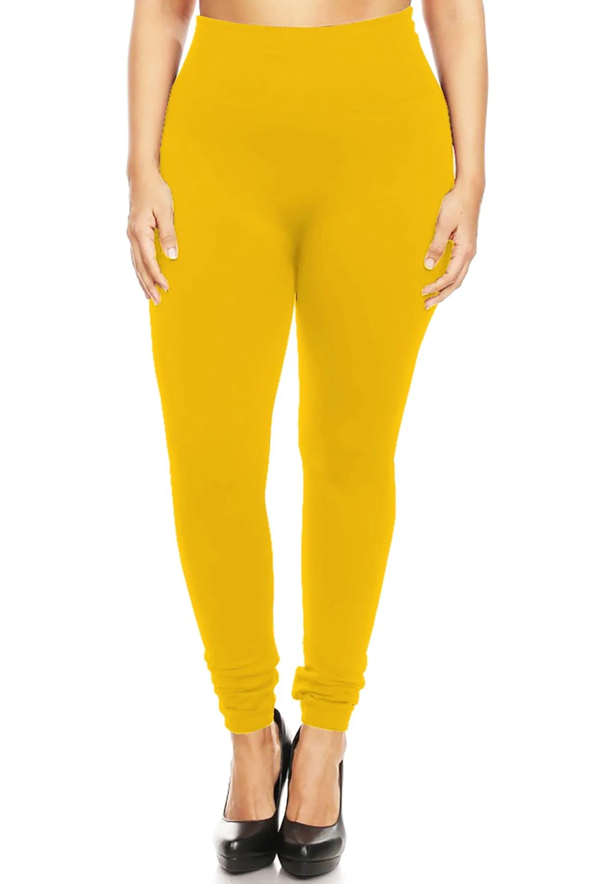 Women's Women's Plus Size Banded Waist Leggings with Fleece Lining