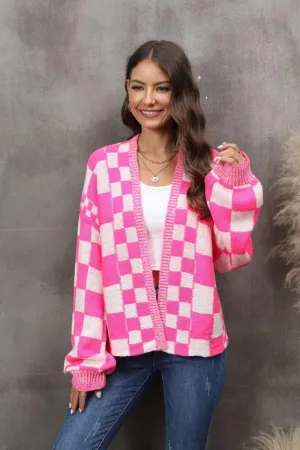 Zippy Checkered Cardigan